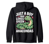 Just A Boy Who Loves Green Anacondas Cute Snake Lovers Zip Hoodie