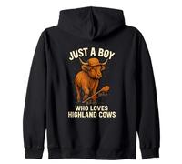 Just A Boy Who Loves Highland Cows Skate Scottish Cattle Zip Hoodie