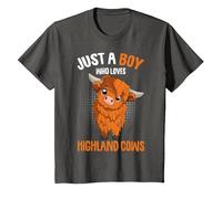 Just A Boy Who Loves Highland Cows T-Shirt, Youth, Asphalt Grey, Small