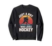 Just A Boy Who Loves Hockey Retro Ice Hockey Player Sweatshirt