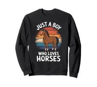 Just A Boy Who Loves Horses Animal Fan Boys Kids Horse Sweatshirt