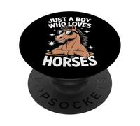 Just A Boy Who Loves Horses Horseback Riding Fans PopSockets Adhesive PopGrip