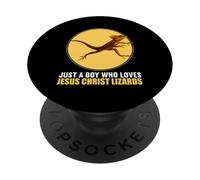 Just a Boy who loves Jesus Christ Lizard PopSockets Adhesive PopGrip