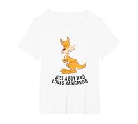 Just a Boy Who Loves Kangaroos T-Shirt, Women's Plus, White, 1X