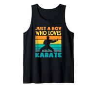 Just A Boy Who Loves Karate Retro Sunset Fighter Karate Tank Top