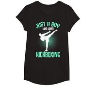 Just a Boy who Loves Kickboxing Kickboxer Kids Boys T-Shirt, Girls, Black, Medium
