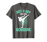 Just a Boy who Loves Kickboxing Kickboxer Kids Boys T-Shirt, Men, Asphalt Grey, 5X-Large