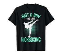 Just a Boy who Loves Kickboxing Kickboxer Kids Boys T-Shirt, Men, Black, X-Large