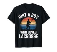 Just A Boy Who Loves Lacrosse Sport Stick Lacrosse Lover T-Shirt