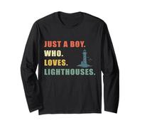 Just A Boy Who Loves Lighthouses Funny Retro Lighthouse Long Sleeve T-Shirt