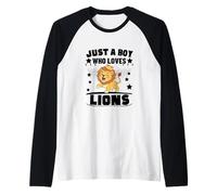 Just A Boy Who Loves Lions Funny Lion Raglan Baseball Tee