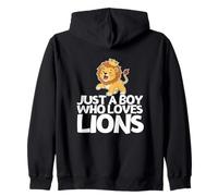 Just A Boy Who Loves Lions Funny Lion Zip Hoodie