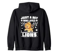 Just A Boy Who Loves Lions Funny Lion Zip Hoodie