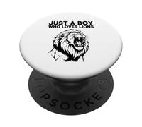 Just A Boy Who Loves Lions PopSockets Adhesive PopGrip