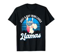 Just A Boy Who Loves Llamas Clothes Art Farmer Gift Llama T-Shirt