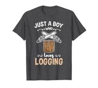 Just A Boy Who Loves Logging Wood Chopper T-Shirt, Men, Dark Heather Grey, X-Large