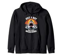 Just A Boy Who Loves Megalodons - Megalodon Shark Lover Zip Hoodie