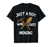 Just A Boy Who Loves Mining Coal Miner Pickaxe T-Shirt