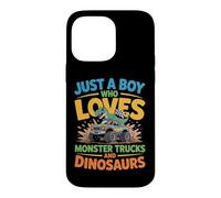 Just a Boy Who Loves Monster Trucks and Dinosaurs Funny Trex Case for iPhone 14 Pro Max