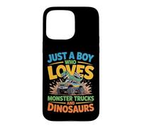 Just a Boy Who Loves Monster Trucks and Dinosaurs Funny Trex Case for iPhone 15 Pro Max