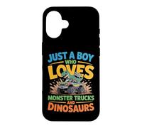 Just a Boy Who Loves Monster Trucks and Dinosaurs Funny Trex Case for iPhone 16
