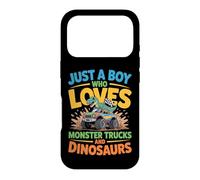 Just a Boy Who Loves Monster Trucks and Dinosaurs Funny Trex Case for iPhone 17 Pro
