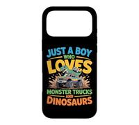 Just a Boy Who Loves Monster Trucks and Dinosaurs Funny Trex Case for iPhone 17 Pro Max