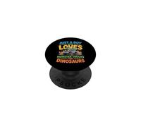 Just a Boy Who Loves Monster Trucks and Dinosaurs Funny Trex PopSockets Adhesive PopGrip