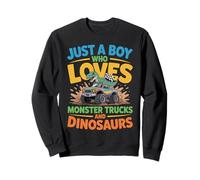 Just a Boy Who Loves Monster Trucks and Dinosaurs Funny Trex Sweatshirt