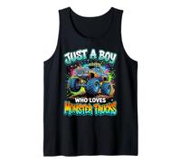 Just A Boy Who Loves Monster Trucks Classic Big Cab Lights Tank Top