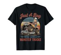 Just A Boy Who Loves Monster Trucks Vintage T-Shirt