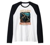 Just A Boy Who Loves Mosasaurus, Prehistoric Marine Reptile Raglan Baseball Tee