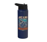 Just A Boy Who Loves Mosasaurus, Prehistoric Marine Reptile Stainless Steel Insulated Water Bottle