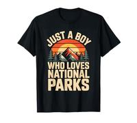 Just A Boy Who Loves National Parks Retro Sunset T-Shirt