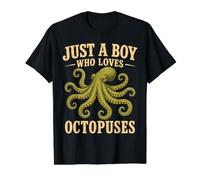 Just A Boy Who Loves Octopuses Men Octopus Value Graphic T-Shirt, Men, Black, XL