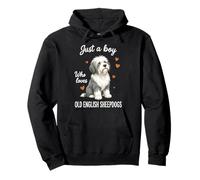 Just A Boy Who Loves Old English Sheepdogs Pullover Hoodie