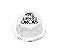 Just A Boy Who Loves Orcas Funny Whale Orca PopSockets PopGrip for MagSafe