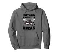 Just A Boy Who Loves Orcas Funny Whale Orca Pullover Hoodie