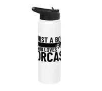 Just A Boy Who Loves Orcas Funny Whale Orca Stainless Steel Insulated Water Bottle