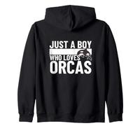 Just A Boy Who Loves Orcas Funny Whale Orca Zip Hoodie