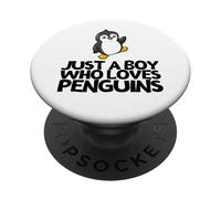 Just A Boy Who Loves Penguins Funny Penguin PopSockets Adhesive PopGrip