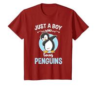 Just A Boy Who Loves Penguins T-Shirt, Youth, Cranberry Red, Medium