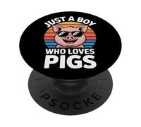 Just A Boy Who Loves Pigs Cute Animal Farmer PopSockets Adhesive PopGrip