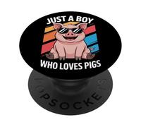 Just A Boy Who Loves Pigs Pasture Raised Pig Fan PopSockets Adhesive PopGrip