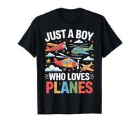 Just A Boy Who Loves Planes Aviation Kids Airplane Hobby T-Shirt