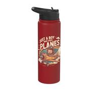 Just A Boy Who Loves Planes Fun Journey Stainless Steel Insulated Water Bottle