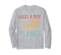 Just A Boy Who Loves Planes Funny Pilot & Aviation Airplane Long Sleeve T-Shirt