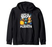 Just a Boy Who Loves Planets Solar System Space Gifts Boys Zip Hoodie