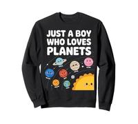 Just a Boy Who Loves Planets Space Enthusiast Kids Funny Sweatshirt