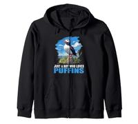 Just a Boy who loves Puffins. Puffins Puffin Zip Hoodie